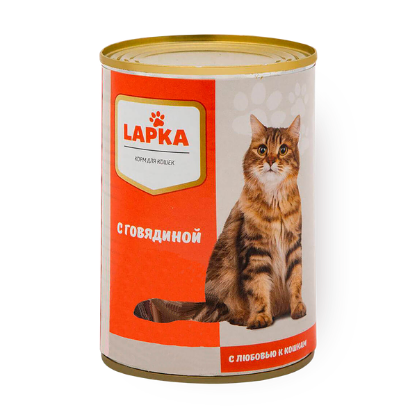 Корм влажный для кошек Lapka с говядиной в соусе от 3 до 12 месяцев