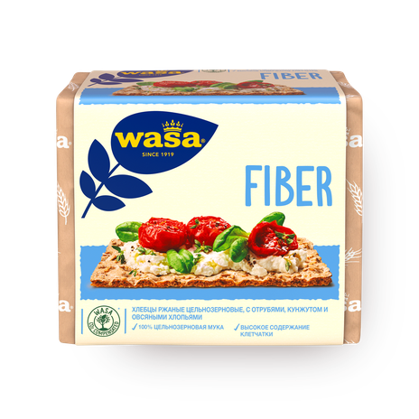 Хлебцы ржаные Wasa Fiber с отрубями, кунжутом и овсяными хлопьями