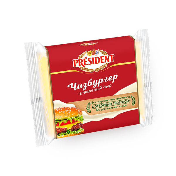 Сыр плавленый ломтевой Чизбургер 40% President