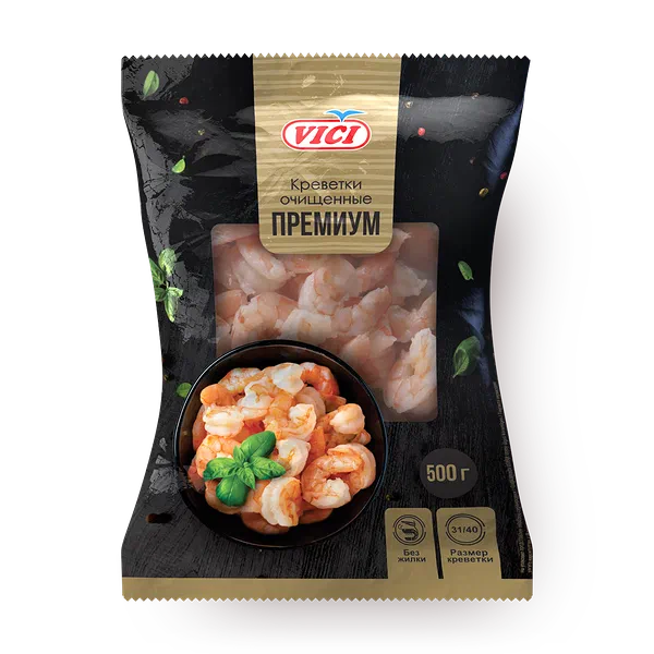 Креветки королевские 31/40 Премиум Vici очищенные без жилки варёно-мороженые