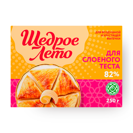 Маргарин 82% «Щедрое лето» для слоёного теста замороженный