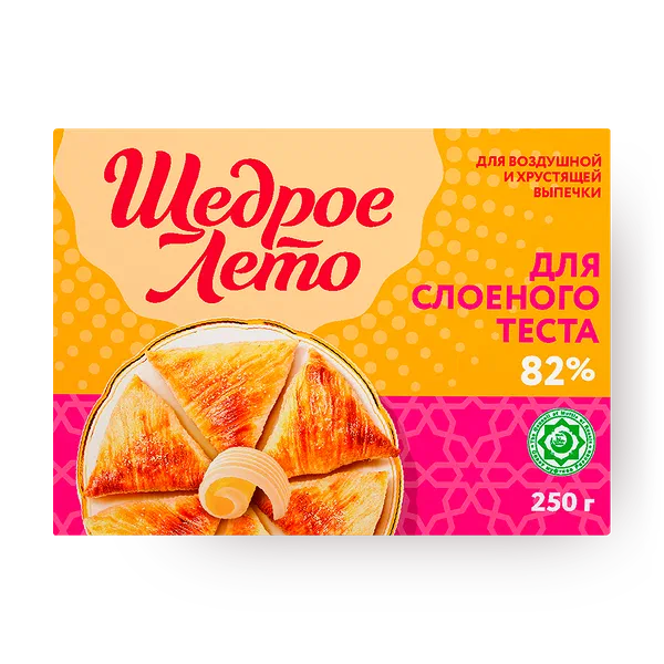 Маргарин 82% «Щедрое лето» для слоёного теста замороженный