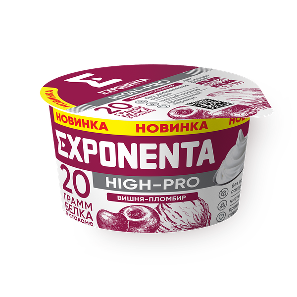 Продукт кисломолочный обезжиренный Exponenta High-Pro вишня-пломбир