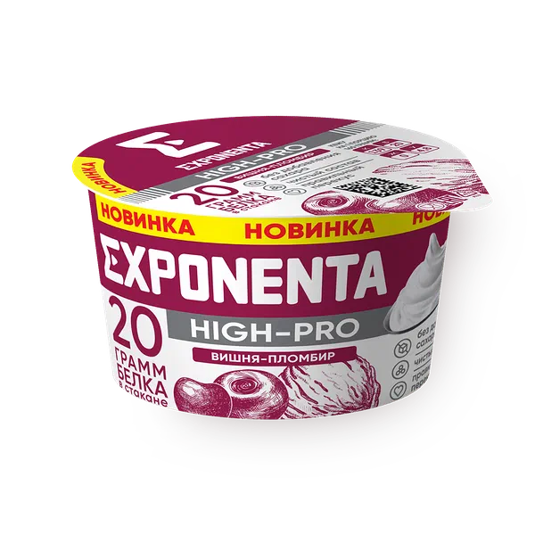 Продукт кисломолочный обезжиренный Exponenta High-Pro вишня-пломбир