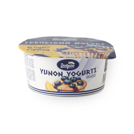 Йогурт греческий «Доброе деревенское утро» черничный маффин с лимоном 3%