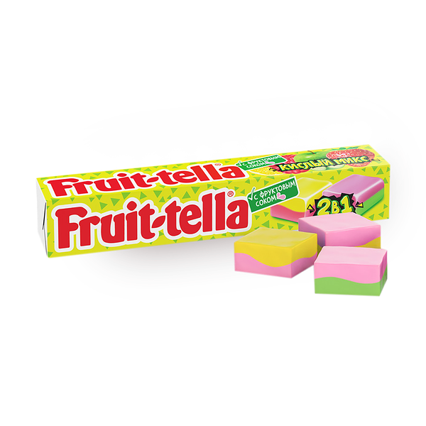 Конфета жевательная Fruit-tella кислый микс 2в1