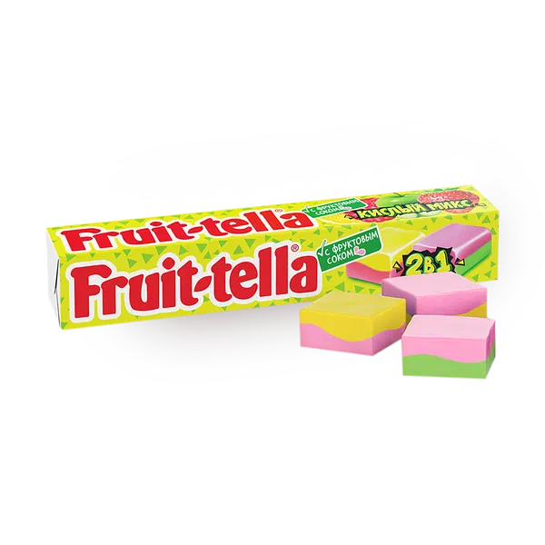 Конфета жевательная Fruit-tella кислый микс 2в1