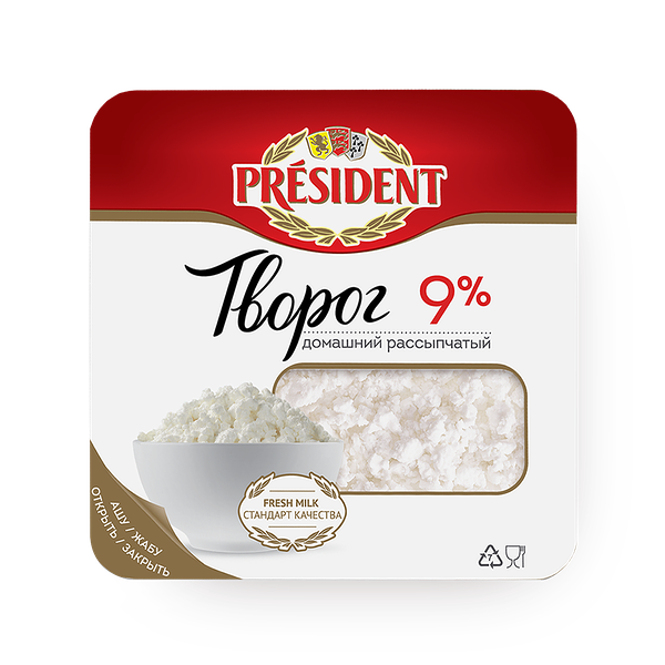 Творог 9% President