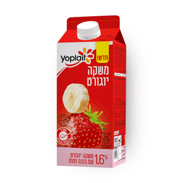 yoplait yogurt drink with strawberry and banana 1.6%