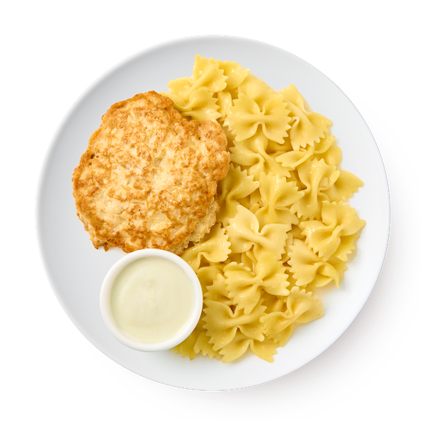 Котлета куриная с фарфалле и сливочным соусом