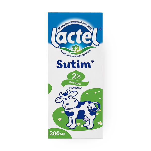 Молоко ультрапастерилизованное 2% Lactel Sutim