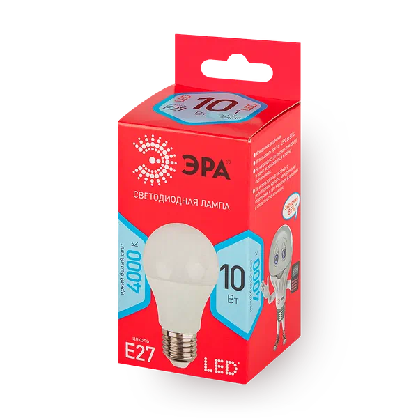 Лампочка светодиодная «Эра» Red Line Led E27 10 Вт груша нейтральный белый свет