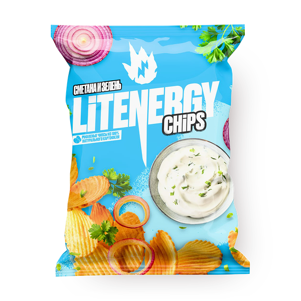 Чипсы Lit Energy сметана и лук рифлёные