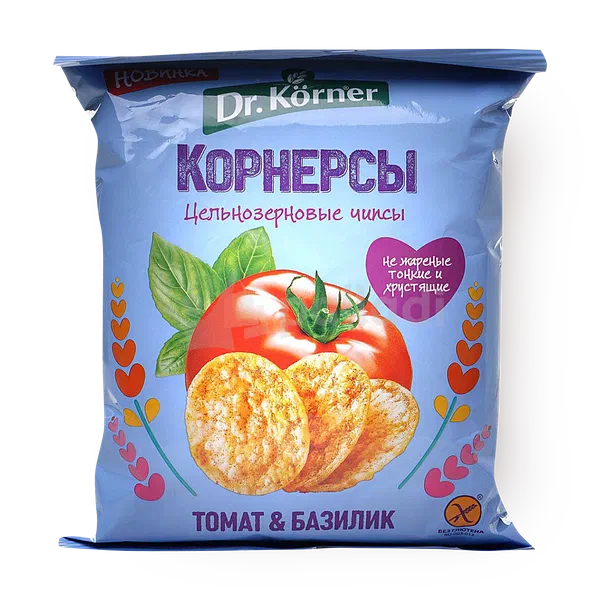 Чипсы кукурузно-рисовые Dr.Korner томат и базилик