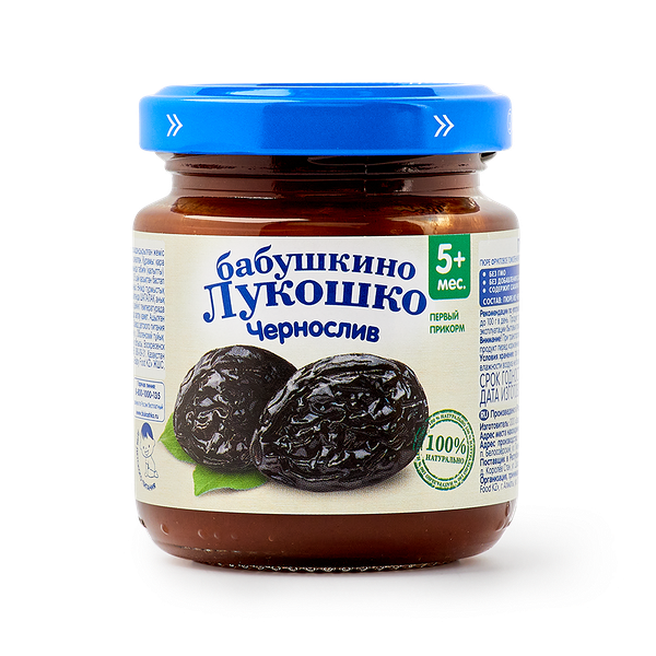 Пюре «Бабушкино лукошко» чернослив с 5 месяцев без добавления сахара