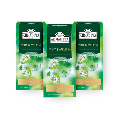 Чай зелёный Mint&Melissa Ahmad Tea с мятой и мелиссой в пакетиках 3 шт