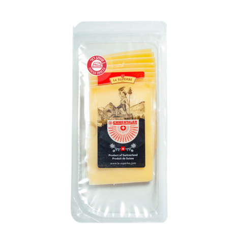 Sliced Swiss emmental cheese