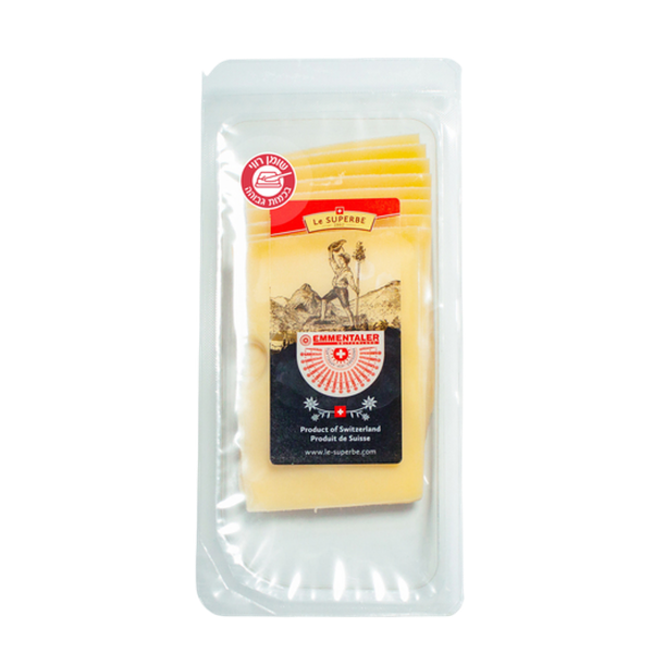 Sliced Swiss emmental cheese