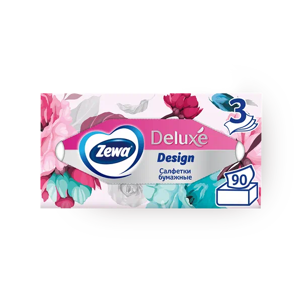Салфетки косметические Zewa Deluxe Design 3 слоя