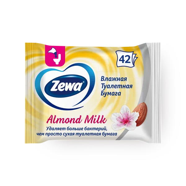 Влажная туалетная бумага Zewa миндальное молочко