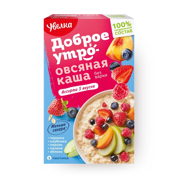 Каша овсяная «Увелка» порционная ассорти без варки 5 вкусов