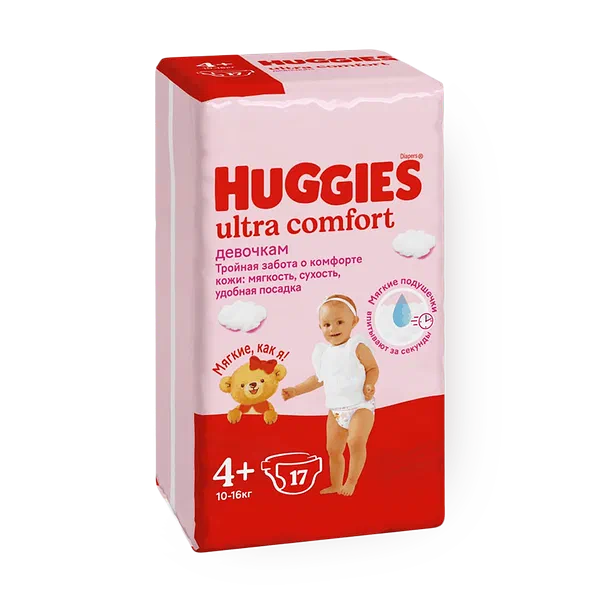 Подгузники Huggies Ultra Comfort для девочек 4+ размер 10-16 кг