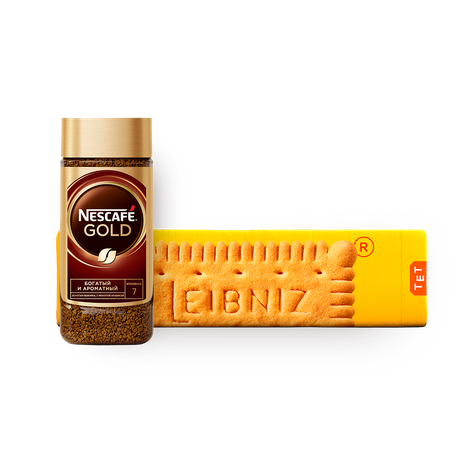 Кофе растворимый Nescafe Gold сублимированный, 95 g + Печенье Leibniz Keks Original Butter, 200 g