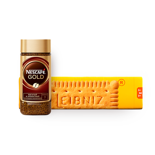 Кофе растворимый Nescafe Gold сублимированный, 95 g + Печенье Leibniz Keks Original Butter, 200 g