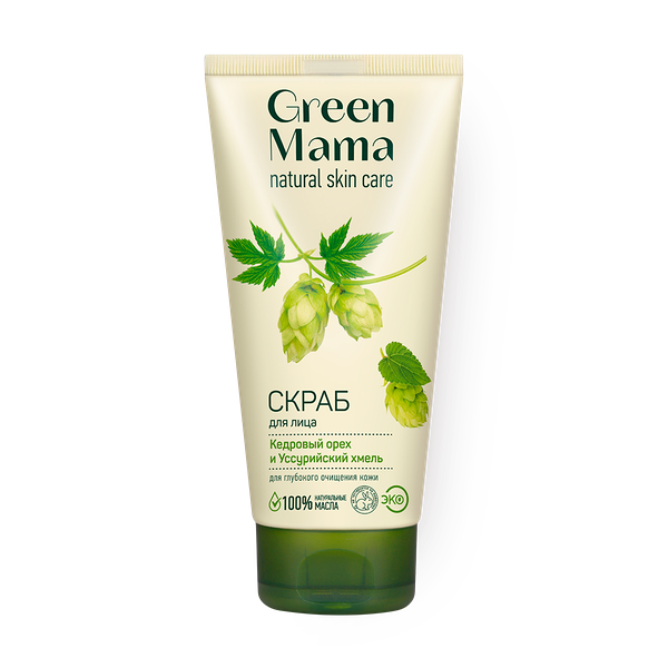 Скраб для лица Green Mama кедровый орех и уссурийский хмель