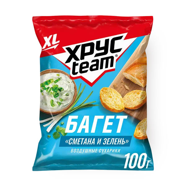 Сухарики Хрусteam XL Багет сметана-зелень