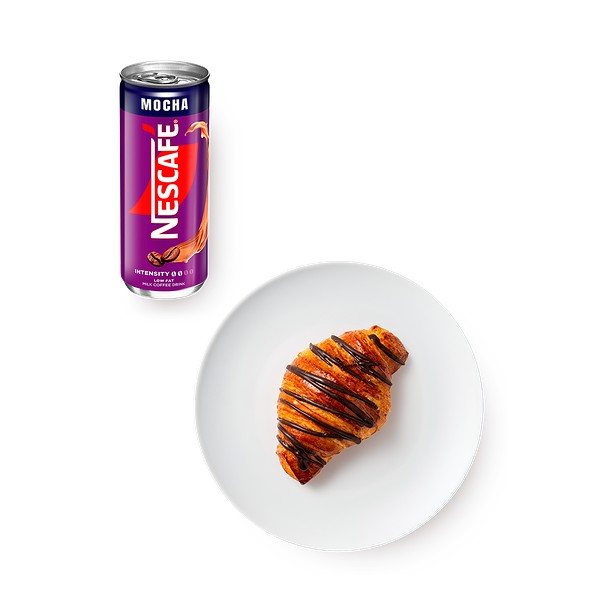 Напиток кофейный Mocha Nescafe с молоком негазированный, 240 ml + Круассан «Кондитерский дом Монэ» с шоколадом, 120 g