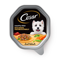 Canned dog Cesar chicken, veg & parsley