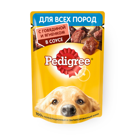 Влажный корм для собак Pedigree с говядиной и ягнёнком в соусе
