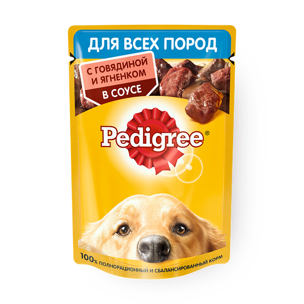 Влажный корм для собак Pedigree с говядиной и ягнёнком в соусе