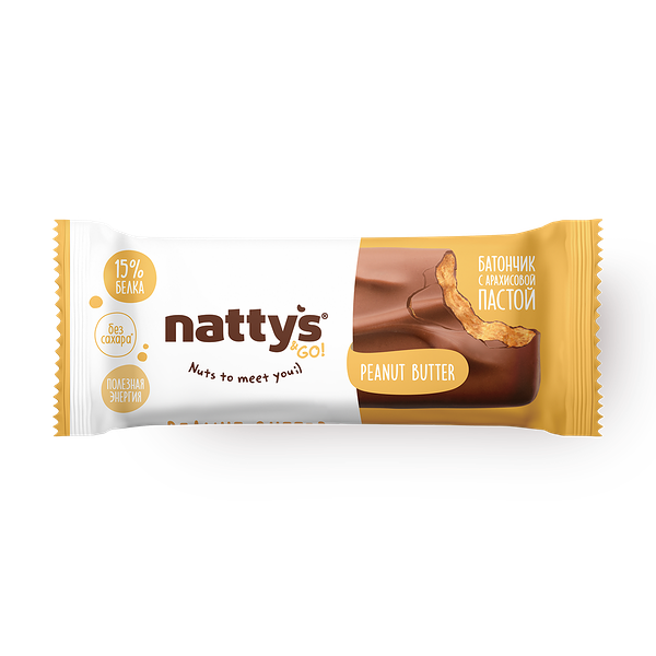 Батончик Nattys&Go! с арахисовой пастой без добавленного сахара