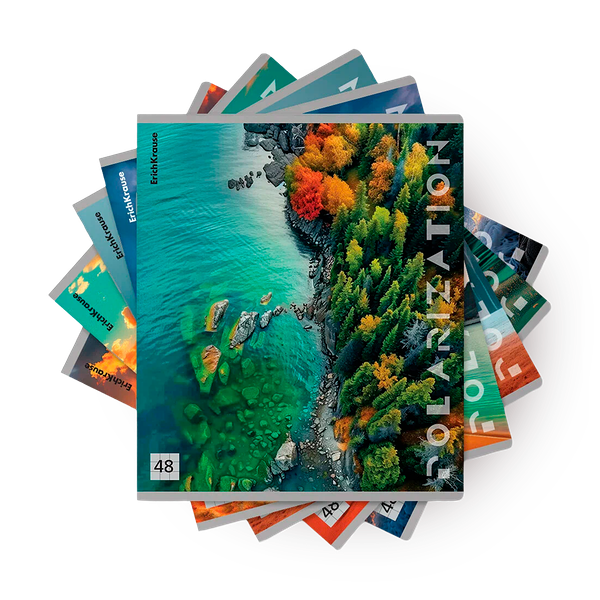 Тетрадь на скобе Erich Krause Polarization А5+ клетка 48 листов с пластиковой обложкой