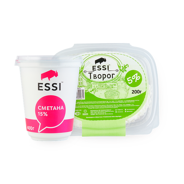 Творог 5% Essi, 200 g + Сметана 15% Essi, 350 g