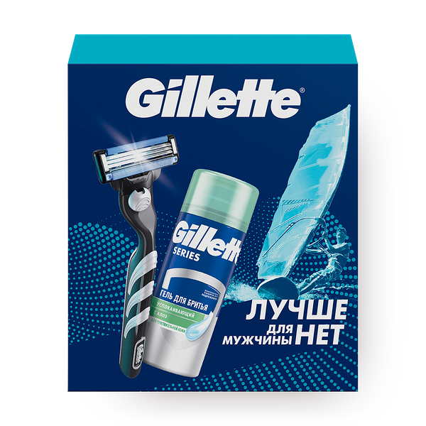 Набор подарочный Gillette с бритвой и гелем для бритья Series