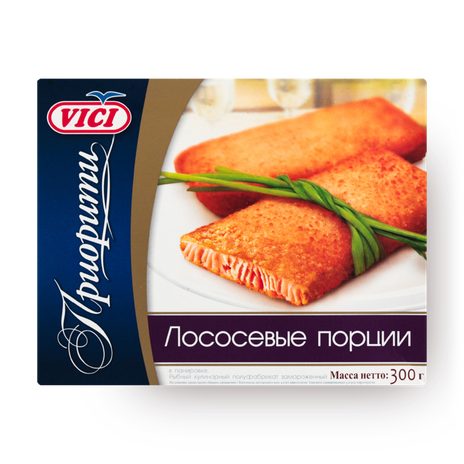Порции лососевые Vici Приорити из рубленого филе в панировке