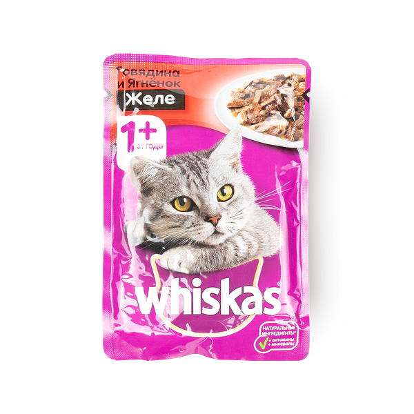 Влажный корм для кошек Whiskas говядина и ягненок в желе