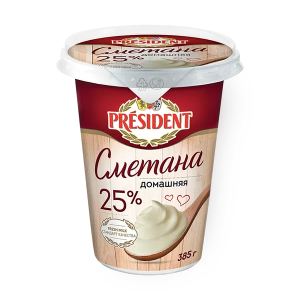 Сметана домашняя «President» 25%