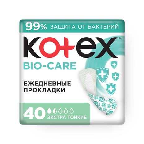 Прокладки ежедневные Kotex Bio-Care экстра тонкие