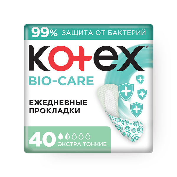 Прокладки ежедневные Kotex Bio-Care экстра тонкие
