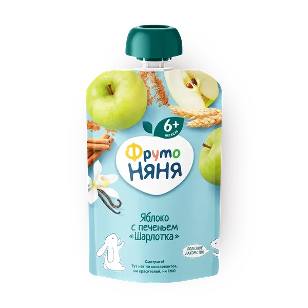 Пюре «ФрутоНяня» Шарлотка яблоко с печеньем с 6 месяцев