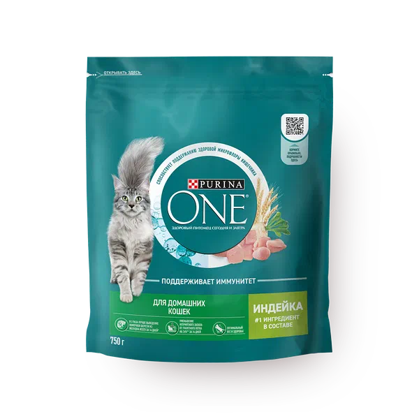 Сухой корм кошек Purina One с индейкой и цельными злаками