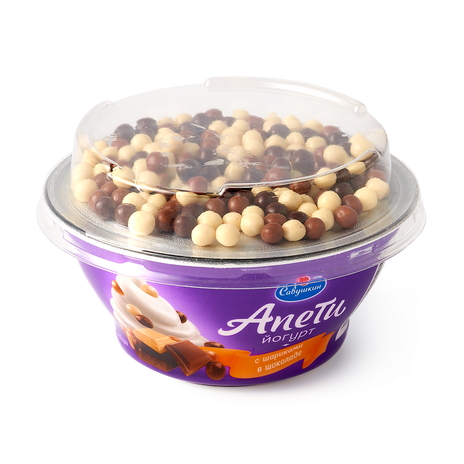 Йогурт «Апети» со вкусом пломбира и злаковыми шариками в шоколаде