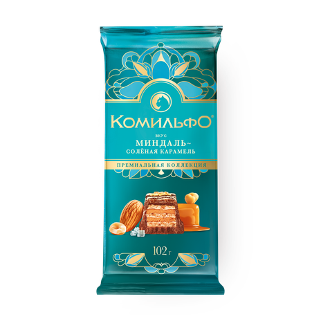 Шоколад молочный «Комильфо» миндаль-солёная карамель с вафлей