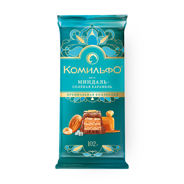 Шоколад молочный «Комильфо» миндаль-солёная карамель с вафлей