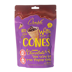 Mini waffle cones filled with dark chocolate