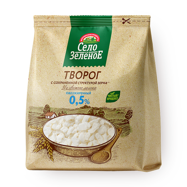 Творог обезжиренный 0,5% «Село Зелёное»